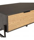 Table basse marron et noire 2 tiroirs 1 niche Pin pieds métal CHARLIE