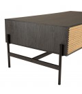 Table basse marron et noire 2 tiroirs 1 niche Pin pieds métal CHARLIE