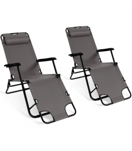 Fauteuil transat relax multi-position réglable PUERTO - Lot de 2