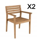 Lot de 2 fauteuils de jardin en bois de teck KODY