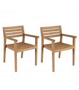 Lot de 2 fauteuils de jardin en bois de teck KODY