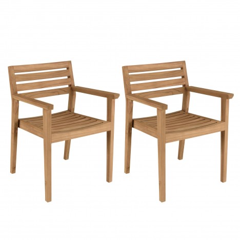 Lot de 2 fauteuils de jardin en bois de teck KODY