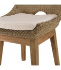 Chaises de jardin en teck et rotin avec coussin crème KODY - Lot de 2