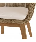 Fauteuils jardin rotin synth et coussin + pieds droit KODY - Lot de 2