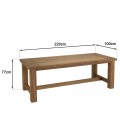 Table de jardin massive en bois de teck 220cm pieds droits KODY