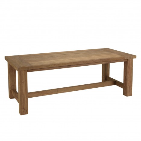 Table de jardin massive en bois de teck 220cm pieds droits KODY