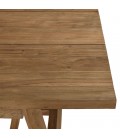 Table d'extérieur en teck 220cm avec pieds style tréteaux KODY