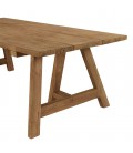 Table d'extérieur en teck 220cm avec pieds style tréteaux KODY