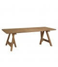 Table d'extérieur en teck 220cm avec pieds style tréteaux KODY