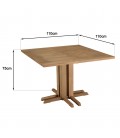 Table de jardin carrée en teck recyclé avec pied central 110cm KODY