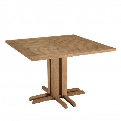 Table de jardin carrée en teck recyclé avec pied central 110cm KODY