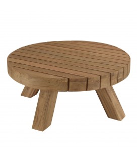 Table basse ronde plateau épais D80cm en bois de teck recyclé KODY