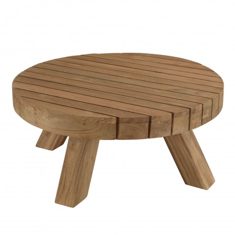 Table basse ronde 80cm en bois de teck recyclé KODY