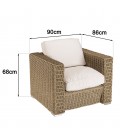 Salon de jardin luxe 5 places en aluminium rotin taupe et tissu dacron KODY