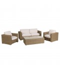 Salon de jardin luxe 5 places en aluminium rotin taupe et tissu dacron KODY