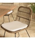 Chaises en rotin avec coussin blanc et pieds noirs CREAM - Lot de 2