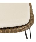 Chaises en rotin avec coussin blanc et pieds noirs CREAM - Lot de 2