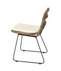 Chaises en rotin avec coussin blanc et pieds noirs CREAM - Lot de 2