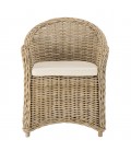 Fauteuil en rotin enveloppant avec coussin blanc CREAM