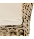 Fauteuil en rotin enveloppant avec coussin blanc CREAM