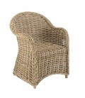 Fauteuil en rotin enveloppant avec coussin blanc CREAM