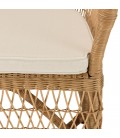 Fauteuil en rotin naturel avec coussin d'assise blanc CREAM