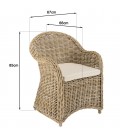 Fauteuil en rotin enveloppant avec coussin blanc CREAM