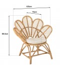 Fauteuil en forme de fleur en rotin et coussin blanc CREAM