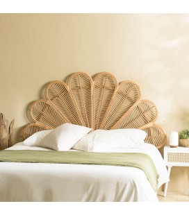 Tête de lit en forme de fleur en rotin naturel 180cm CREAM