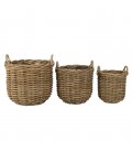 Set de 3 paniers ronds en rotin naturel CREAM