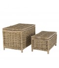 Lot de 2 coffres en rotin et kubu naturel 66 et 78cm CREAM