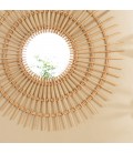 Miroir en rotin forme soleil 100cm décoration naturelle CREAM