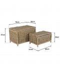 Lot de 2 coffres en rotin et kubu naturel 66 et 78cm CREAM