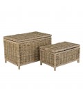 Lot de 2 coffres en rotin et kubu naturel 66 et 78cm CREAM