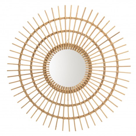 Miroir en rotin forme soleil 100cm décoration naturelle CREAM