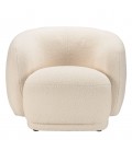 Fauteuil arrondi enveloppant en tissu bouclette écru LEOPOLD