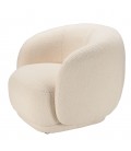 Fauteuil arrondi enveloppant en tissu bouclette écru LEOPOLD