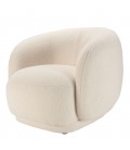 Fauteuil arrondi enveloppant en tissu bouclette écru LEOPOLD