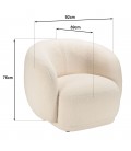 Fauteuil arrondi enveloppant en tissu bouclette écru LEOPOLD