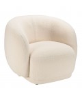 Fauteuil arrondi enveloppant en tissu bouclette écru LEOPOLD