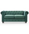 Canapé 2 places capitonné noir Chesterfield en velours - 6 coloris - 