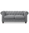 Canapé 2 places capitonné noir Chesterfield en velours - 6 coloris - 