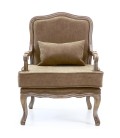 Fauteuil style empire bois et simili cuir taupe Mambo