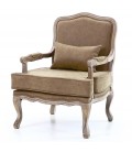 Fauteuil style empire bois et simili cuir taupe Mambo