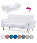 Canapé 3 places convertible nordique en tissu - 5 coloris - 