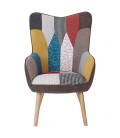 Fauteuil de style danois en tissu et pieds chene clair - 5 coloris - 