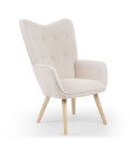 Fauteuil de style danois en tissu et pieds chene clair - 5 coloris - 