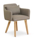 Fauteuil chaise style scandinave en tissu et pieds en bois - 