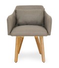 Fauteuil chaise style scandinave en tissu et pieds en bois - 