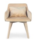 Fauteuil chaise style scandinave en tissu et pieds en bois - 